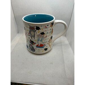 Graduation Cat-Themed Ceramic Mug By Clementine Paper Inc. 16 Oz Teal Interior &